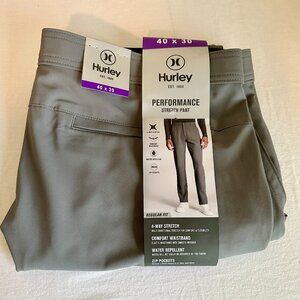 New Hurley Men's Performance Stretch Pant Size 40 X 30 Gray Water Repellent